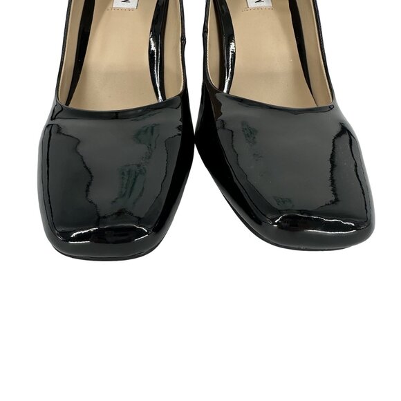 Steve Madden Black Patent Synthetic Leather Square Toe Block Heel Shoe 8.5M - Picture 4 of 7